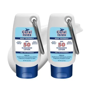 | Reef-Friendly Sunscreen | SPF 50 | Broad Spectrum UVA/UVB | Hawaii Compliant as Reef Safe | No Oxybenzone or Octinoxate | 2 Fl Oz Each (2-pack)