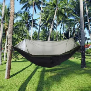 𝐻𝑎𝑚𝑚𝑜𝑐𝑘 with Mosquito Net, Hanging Bed with Mosquito Cover, Suitable for Outdoor Camping Travel Dining Gatherings (Black)