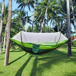 𝐻𝑎𝑚𝑚𝑜𝑐𝑘 with Mosquito Net, Hanging Bed with Mosquito Cover, Suitable for Outdoor Camping Travel Dining Gatherings (Green1)