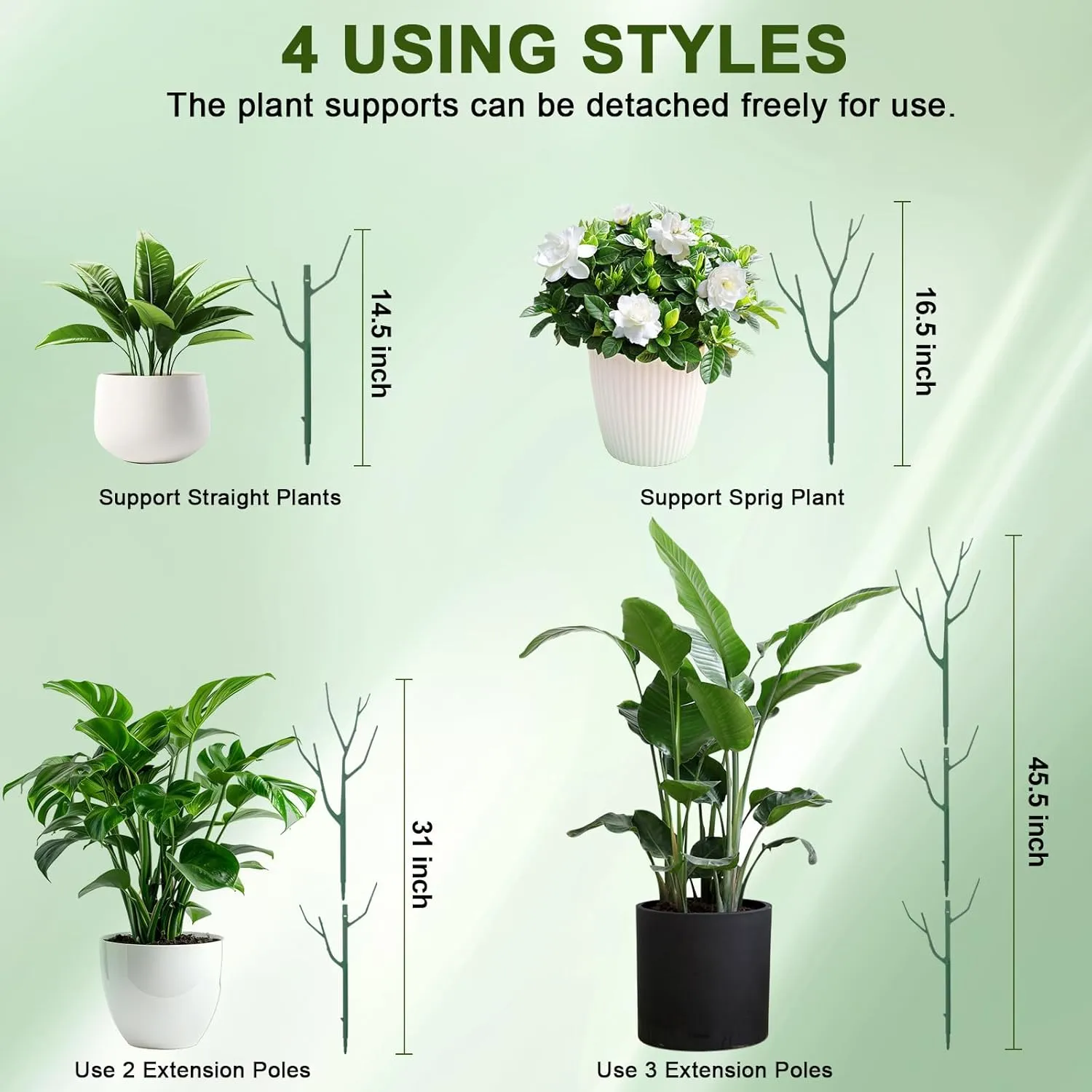 10 Pack Stackable Plant Support Stakes, Climbing Plant Support Structures for Monstera, Pothos, Philodendron Garden Plant Stakes for Indoor Outdoor Plants