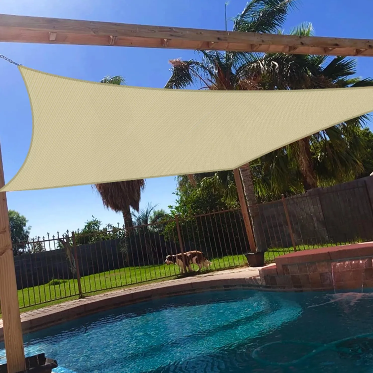 10' x 13' Sun Shade Sail Rectangle Outdoor Canopy Cover UV Block for Backyard Porch Pergola Deck Garden Patio (Beige)