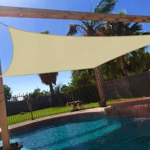 10' x 13' Sun Shade Sail Rectangle Outdoor Canopy Cover UV Block for Backyard Porch Pergola Deck Garden Patio (Beige)