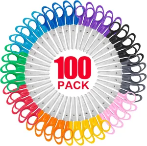 100 Pack Kids Scissors, 5 Inch Bulk Scissors for School, Blunt Tip for Child Student Teacher, Kids Safety for Preschool Classroom Office Home, School Supplies Craft Cutting Paper
