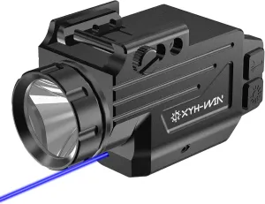 1000 Lumens Light Laser Combo with Strobe and Memory Function, Aluminum Shell Blue Laser Sight and High Power Light for Pistol Fits for Picatinny Rail & Full Compact Rail, Magnetic Rechargeable