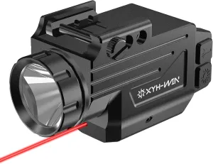 1000 Lumens Light Laser Combo with Strobe and Memory Function, Aluminum Shell Red Laser Sight and High Power Light for Pistol Fits for Picatinny Rail & Full Compact Rail, Magnetic Rechargeable