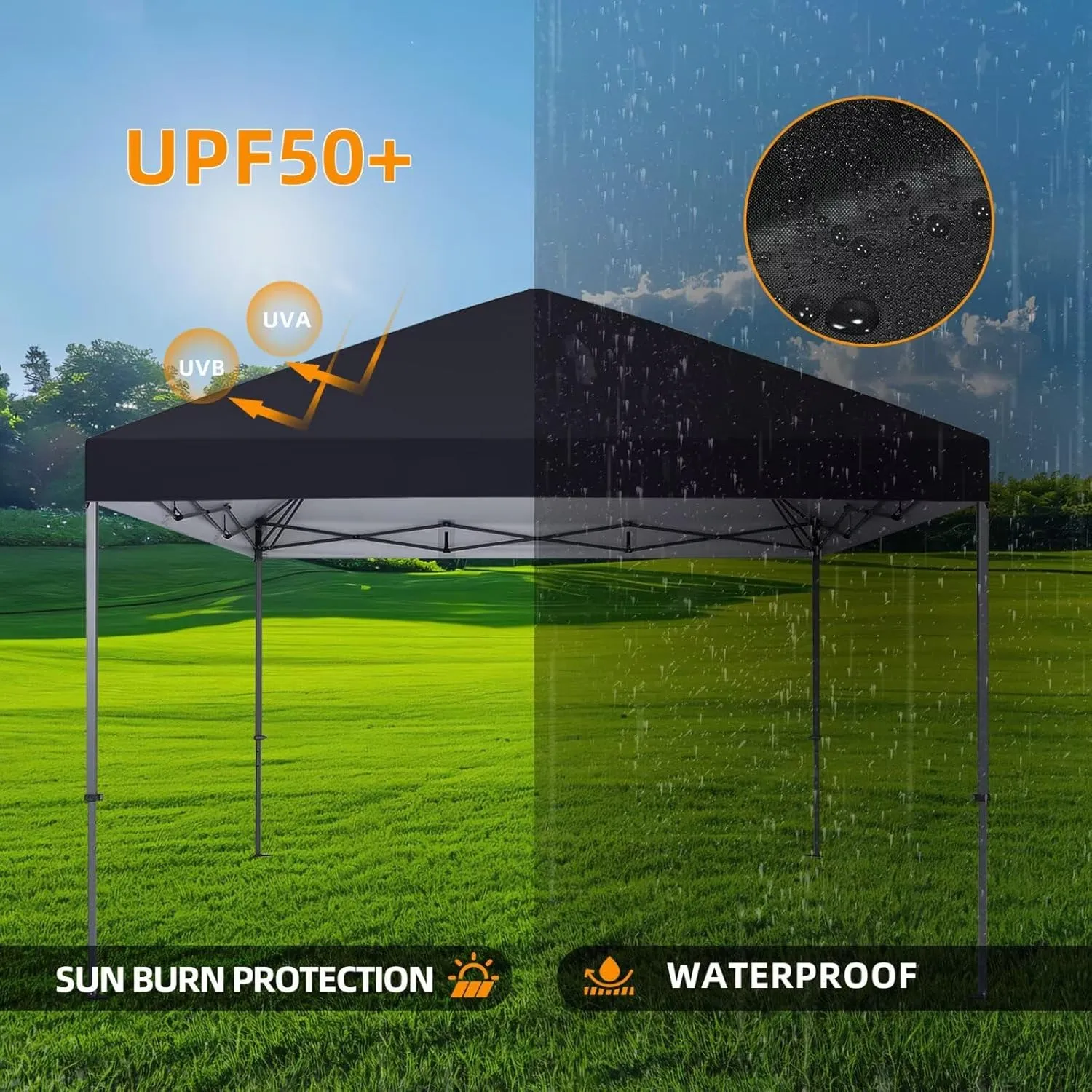 10x10 Canopy Replacement Top Only,Waterproof Pop Up Canopy Tent Top Replacement Cover Roof with Windproof Ropes for Straight Leg Frame, 420D Polyester for Outdoor Garden Pavilion Sun Shade(Gray)