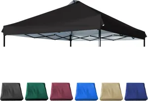 10x10 Canopy Replacement Top with Air Vent Silver Coated for Straight Leg Canopy Frame, (Black)