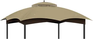 10x12 Replacement Gazebo Canopy Top Cover, Double Tiered Waterproof Canopy Roof for Lowe's Allen Roth Gazebo #GF-12S004B-1 (Khaki)