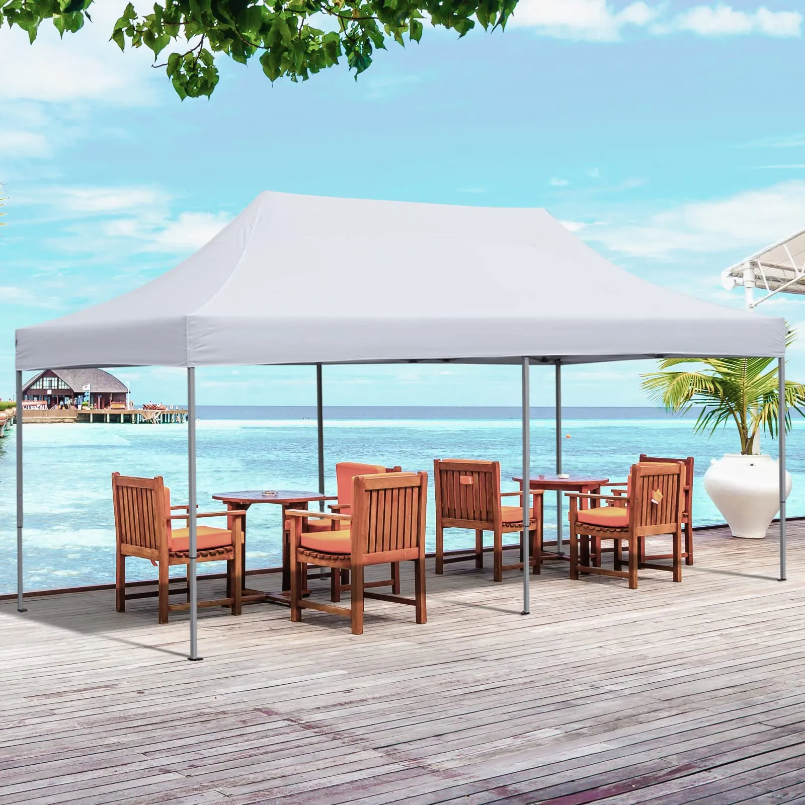 10x20 ft Pop up Canopy Tent, Wonlink Folding Heavy Duty Height Adjustable Shelter Gazebos with Wheeled Bag