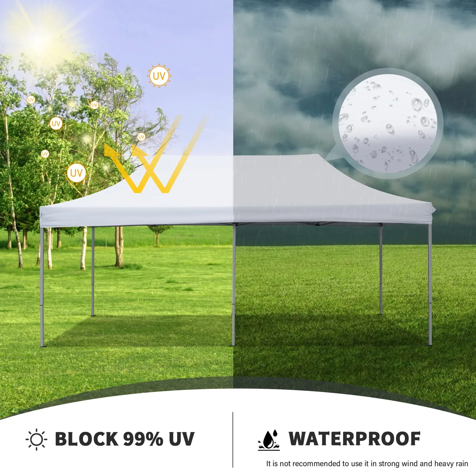 10x20 ft Pop up Canopy Tent, Wonlink Folding Heavy Duty Height Adjustable Shelter Gazebos with Wheeled Bag