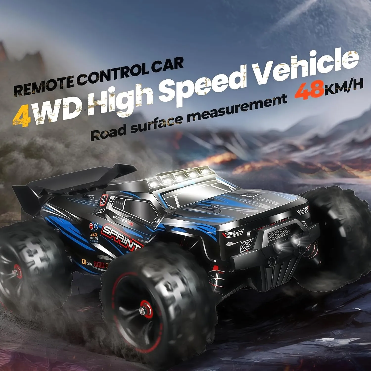 1/14 Fast RC Cars for Adults 48  KM/H. 4WD All Terrain High Speed Remote Control Car.with 2.4 GHz Remote Control.with LED Shell Lights，Two Rechargeable Batteries Truck for Adults & Kids