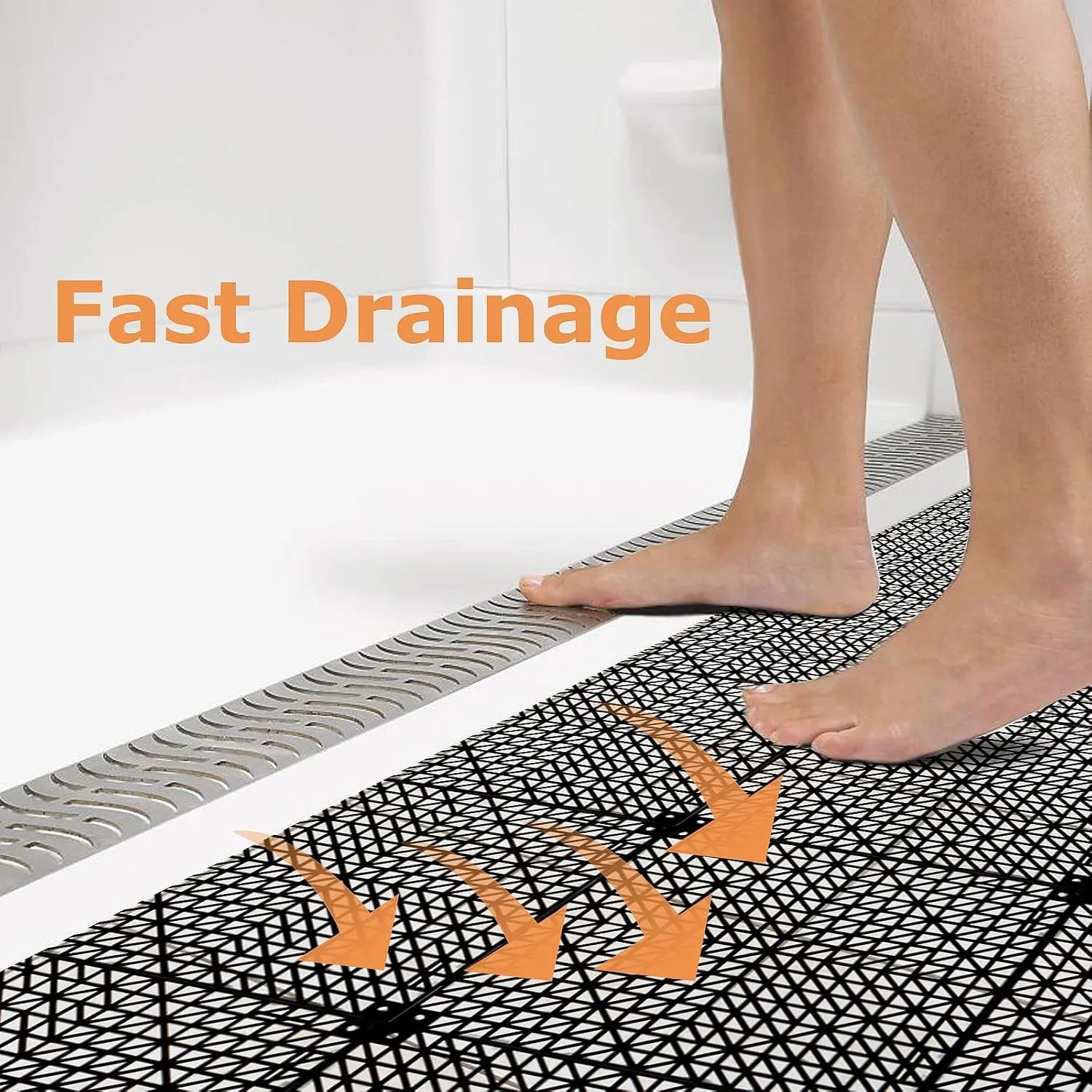 12 Pack Interlocking Floor Tiles 11.8" x 11.8" Interlocking Rubber Floor Mat Outdoor Non Slip Splicing Drainage Mats for Shower, Deck, Pool, Patio, Balcony, Kitchen, Yard