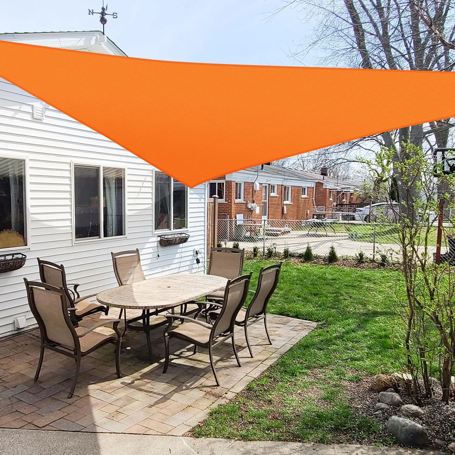12' x 12' x 12' Sun Shade Sail Triangle Outdoor Canopy Cover UV Block for Backyard Porch Pergola Deck Garden Patio (Orange)