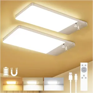 12000mAh Battery Operated Ceiling Light with Remote, Cordless Overhead Lighting, Adjustable Temperatures & Brightness No Wiring, Motion Sensor Light for Closet Pantry, Hallway, Shed, Shower