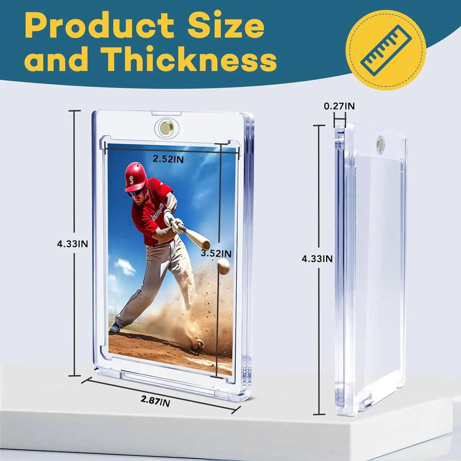 128 PCS Magnetic Card Holder, 35pt One Touch Card Holder,U-V Protection Hard Plastic Magnetic Cards Case,Display Case Protector for Sports Game Baseball Cards