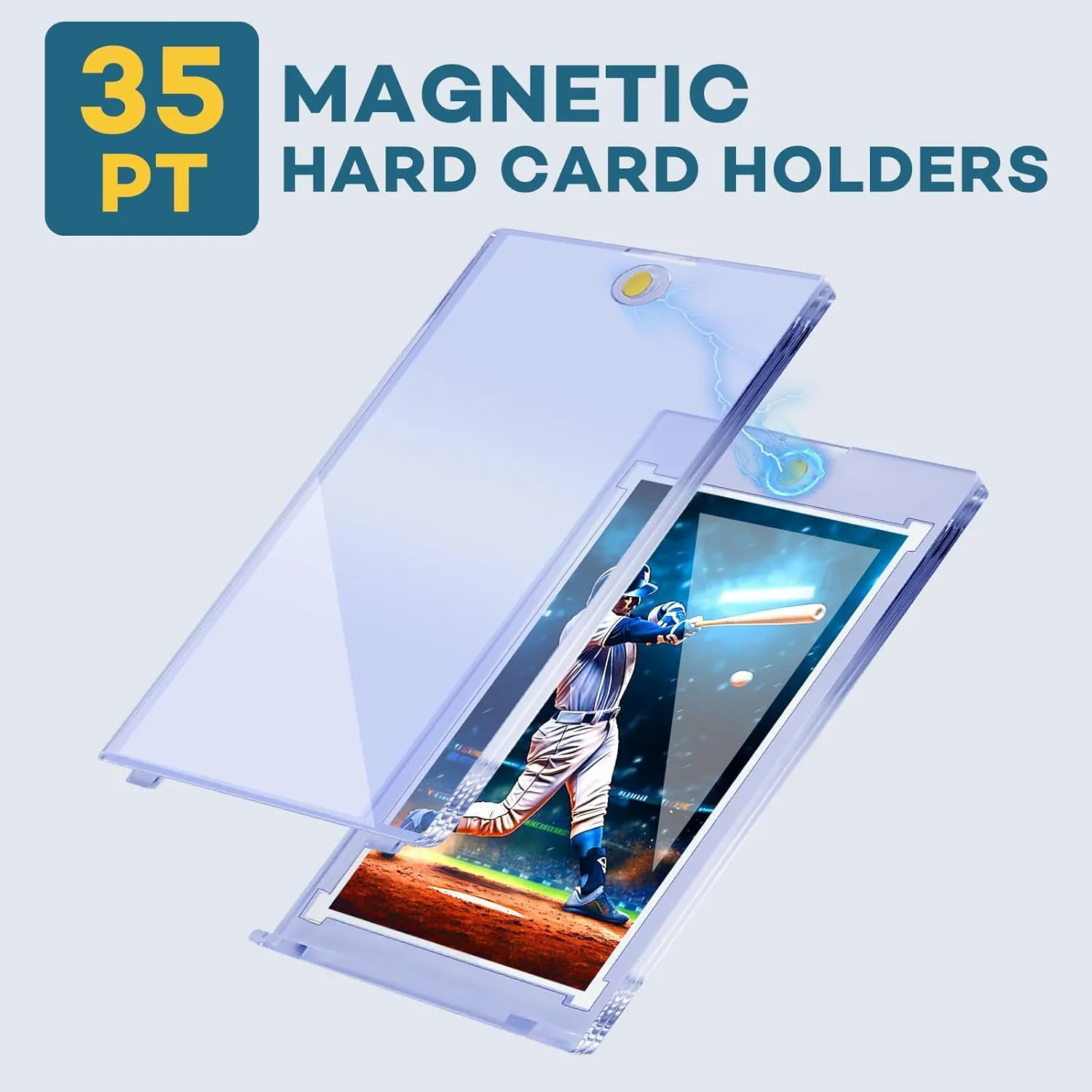 128 PCS Magnetic Card Holder, 35pt One Touch Card Holder,U-V Protection Hard Plastic Magnetic Cards Case,Display Case Protector for Sports Game Baseball Cards