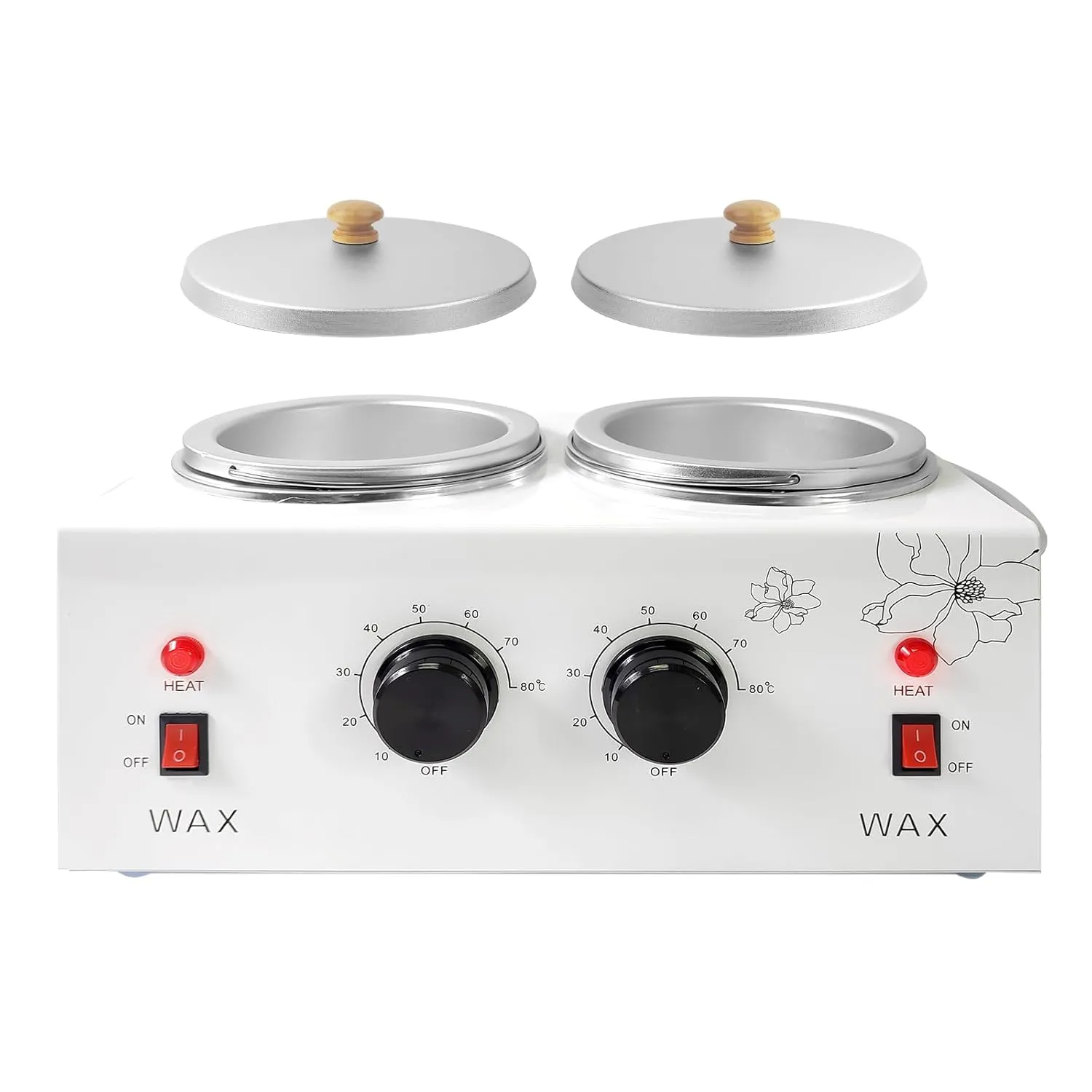 1.2L Double Portable Wax Warmer Machine for Painless Hair Removal, Women Men Professional Wax Heater with Adjustable Temperature Set, 40pcs Sticks