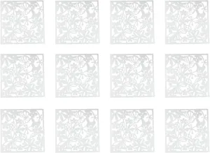 12PCS Hanging Room Divider Flower Carving Pattern Panels, Hollow Room Divider Screen Hanging Panel Curtain Partitions for Dining Room Bed Room Office Restaurant(white)