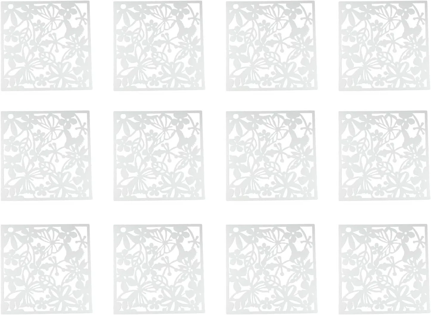 12PCS Hanging Room Divider Flower Carving Pattern Panels, Hollow Room Divider Screen Hanging Panel Curtain Partitions for Dining Room Bed Room Office Restaurant(white)