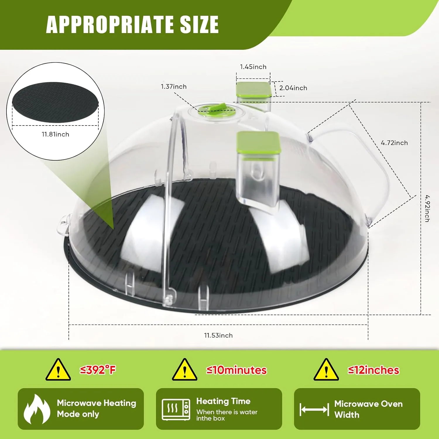 12" Microwave Splatter Cover for Food, Large Microwave Lid With Steam Pot, Flippable Design, Bpa Free, Dishwasher Safe, Integrated Handle, Premium Kitchen Accessor