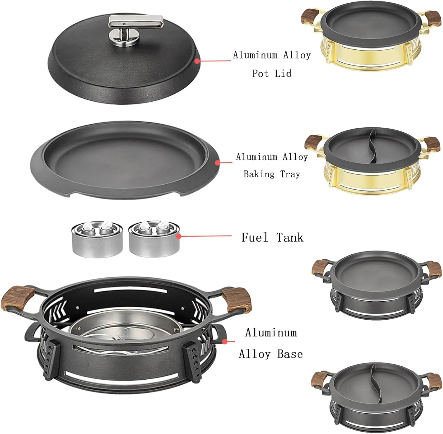 13-Inch/34cm Aluminum Alloy Frying Pan, Double Handle Grilled Fish Baking Tray, Hot Pot with Lid(BK-SG cover,34cm)