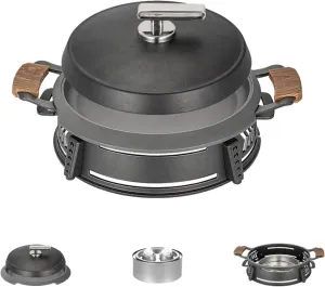 13-Inch/34cm Aluminum Alloy Frying Pan, Double Handle Grilled Fish Baking Tray, Hot Pot with Lid(BK-SG cover,34cm)