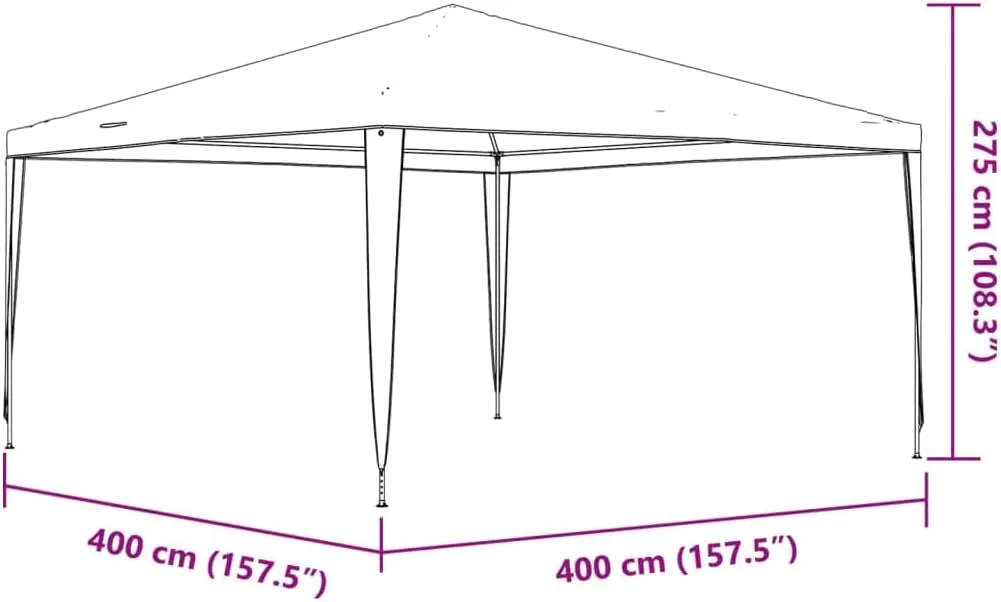 13.1'x13.1'x9' Blue Party Tent Gazebo with PE-Coated Water-Resistant Canopy and Heavy-Duty Iron Frame for Outdoor Events Backyard Parties