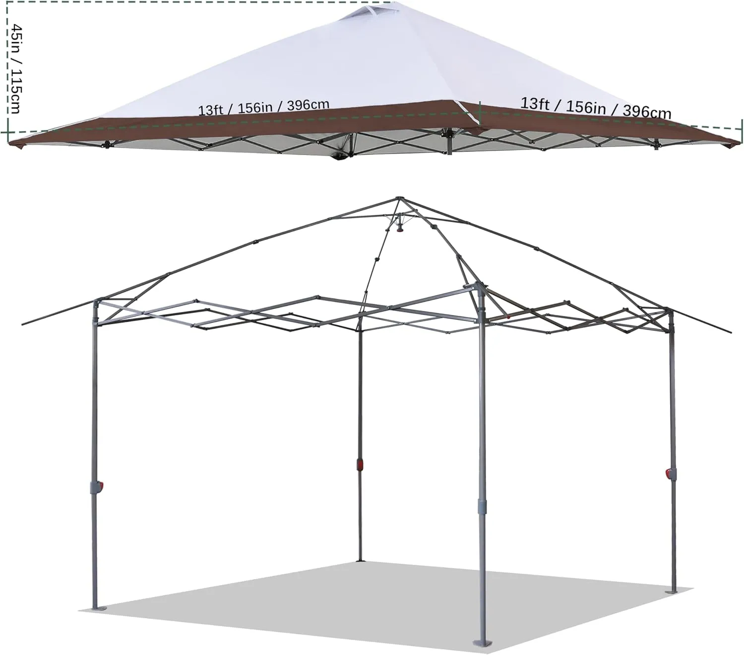 13x13 Canopy Replacement Top with Air Vent Silver Coated Fit for Coleman Oasis, CORE 13 FT x 13 FT Instant Pop Up Canopy Frame, (Brown)