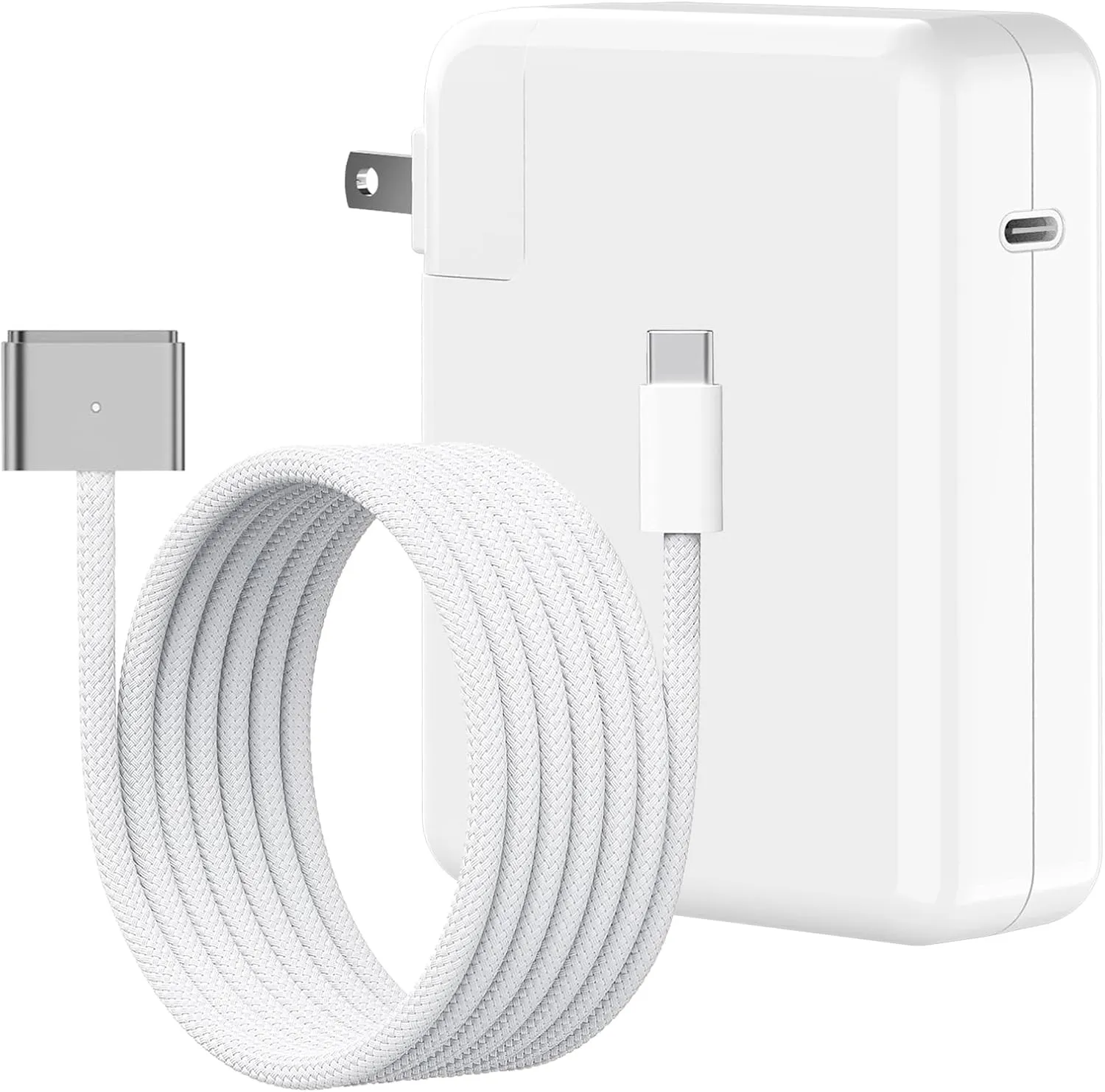140W USB-C Power Adapter Charger for 14 16 inch 2021 2023 M1 M2, 13 15 inch M2 M3 2022 2023 2024, 6.6 FT Braided Magnetic USB-C to Mag 3 Cable LED Indicator