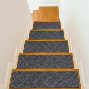 15 Pack 8" x 30" Carpet Stair Treads Non Slip for Wooden Steps Indoor Peel and Stick Stair Runners Rug Staircase Covers Strips Mats for Dogs Pads Grip Carpeted Cuttable Self Adhesive Removable Outdoor