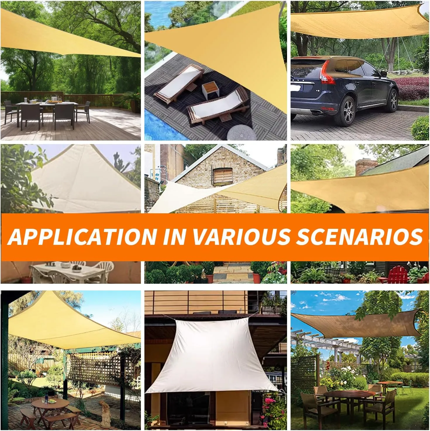 16' x 20' Rectangular Sun Sail Shades Canopy UV Block Outdoor Shades for Patio Garden Backyard Pergola Shade Cover Sand