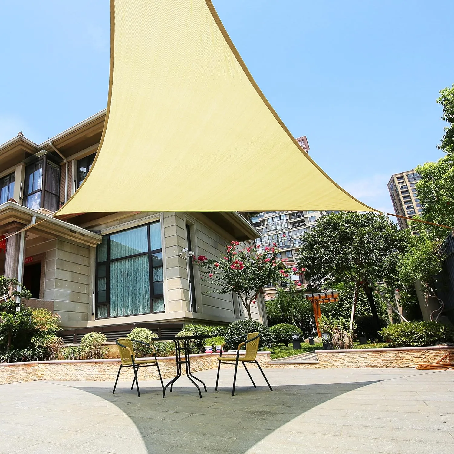 16'5" x 16'5" x 22'11" Right Triangle Sun Shade Sail Canopy (Cadet Blue) - UV Block for Patio and Outdoor