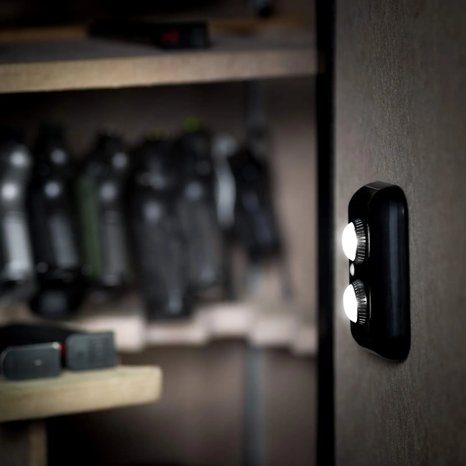 2-Pack Gun Safe Light - Magnetic PIR Motion Sensor LED Lights for Safe, Closet, and Cabinets - Mountable Light Bars with Adjustable Rotating Lens, Battery Operated - 10x6x1.5-Inch