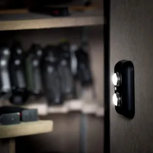 2-Pack Gun Safe Light - Magnetic PIR Motion Sensor LED Lights for Safe, Closet, and Cabinets - Mountable Light Bars with Adjustable Rotating Lens, Battery Operated - 10x6x1.5-Inch