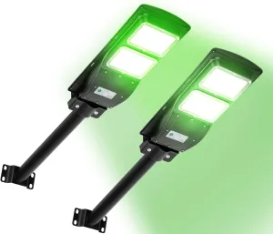2 Pack Hog Hunting Lights, Solar 6000 Lumens Green Light for Hunting Hogs,Hog Lights Motion Activated Feeder for Night with 20" Bracket