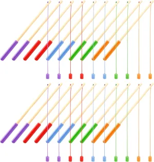 20 Pcs Magnetic Fishing Pole Fishing Rod Magnet Craft for Kids Toy Wooden Fishing Rod for Kindergarten Kids Fishing Game Activity (Color Set 2)