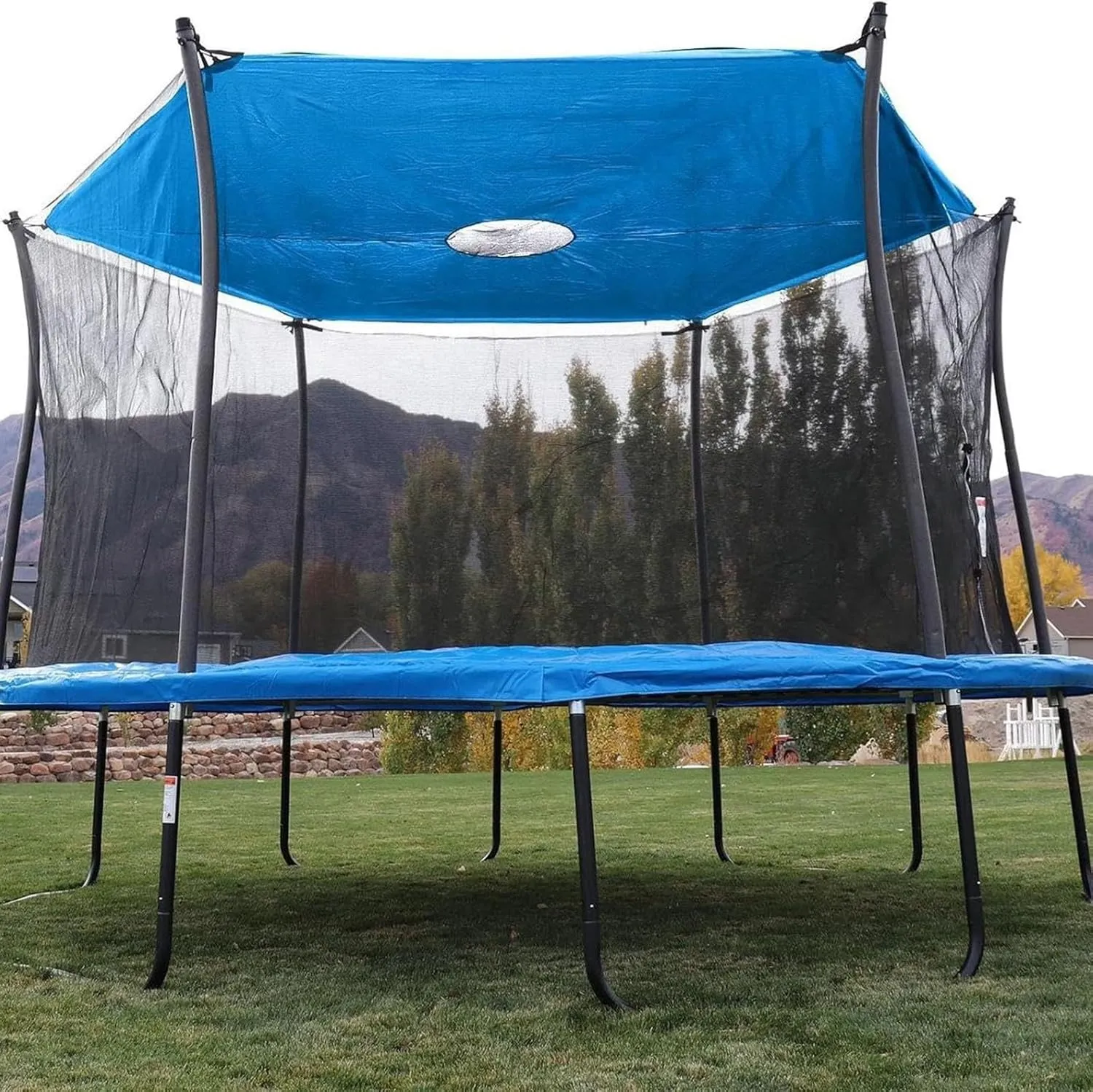 2024 Upgraded Trampoline Sunshade Cover, Regular Octagon Trampoline Canopy Awning Outdoor Trampoline Cover Trampoline Accessories(Blue,14ft-6 Poles)