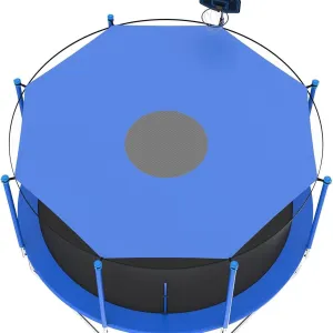 2024 Upgraded Trampoline Sunshade Cover, Regular Octagon Trampoline Canopy Awning Outdoor Trampoline Cover Trampoline Accessories(Blue,14ft-6 Poles)