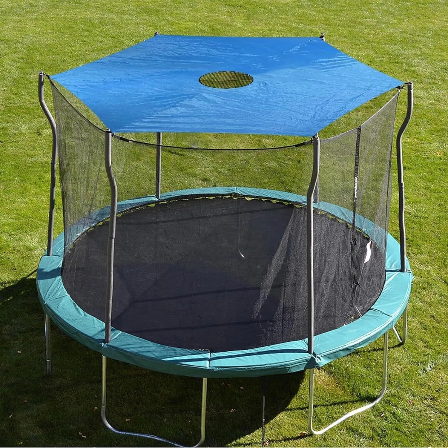 2024 Upgraded Trampoline Sunshade Cover, Regular Octagon Trampoline Canopy Awning Outdoor Trampoline Cover Trampoline Accessories(Blue,14ft-6 Poles)