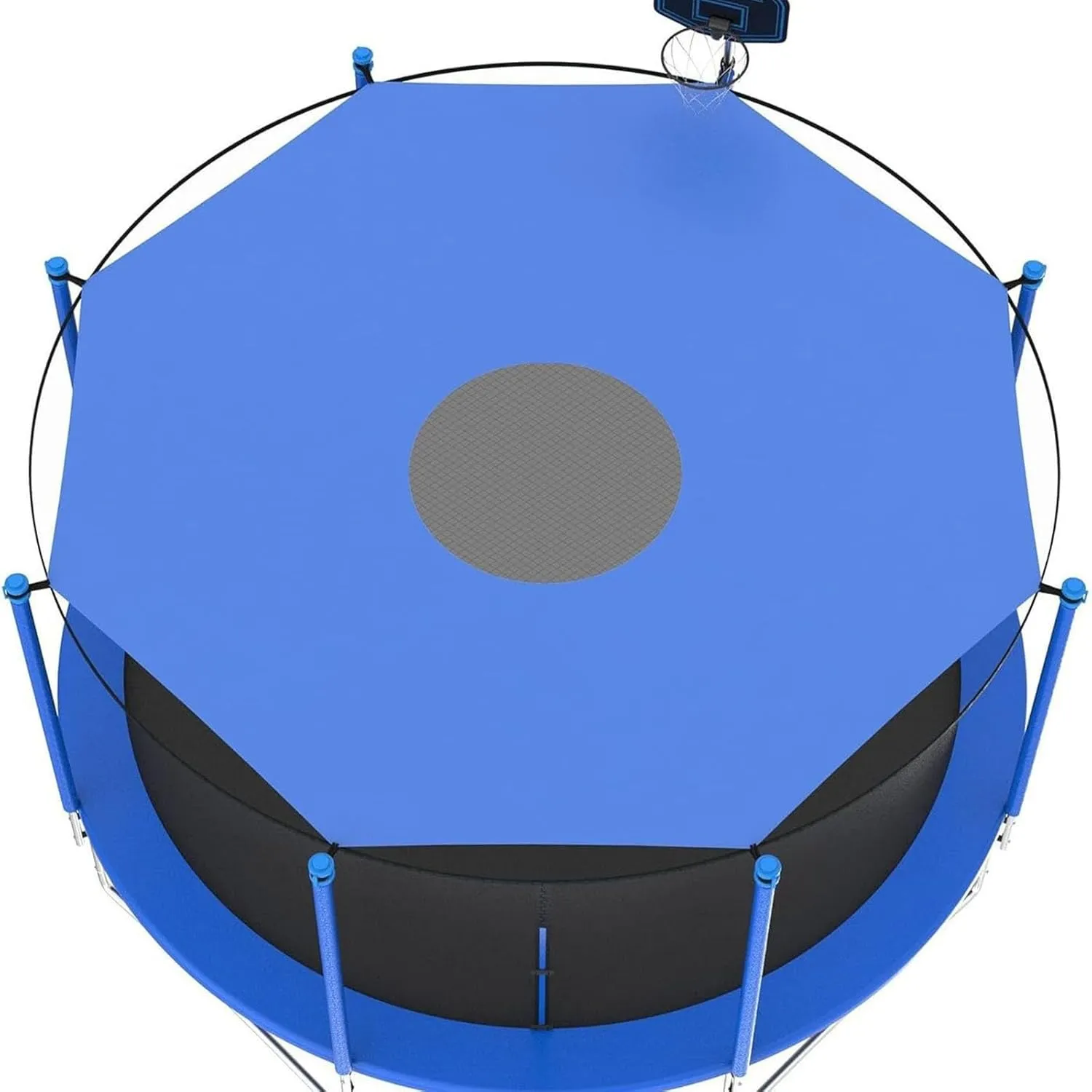 2024 Upgraded Trampoline Sunshade Cover, Regular Octagon Trampoline Canopy Awning Outdoor Trampoline Cover Trampoline Accessories(Blue,14ft-6 Poles)