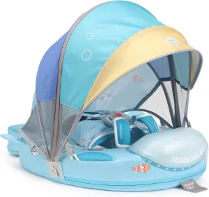 2025 New Mambobaby Float, Baby Floats with Canopy for Waist Swimming Ring Non-Inflatable Pool Floats with Adjustable Safety Strap &Upgrade Add Tail for Infant Toddler 3-24 Months (Submarine)