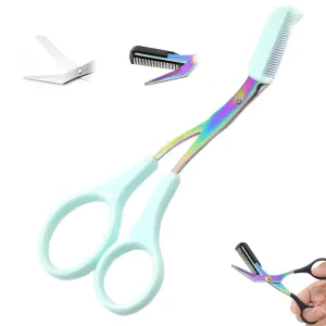 2025 New Non - Slip Eyebrow Scissors With Comb - Stainless Steel, For All (Black)​(Blue)