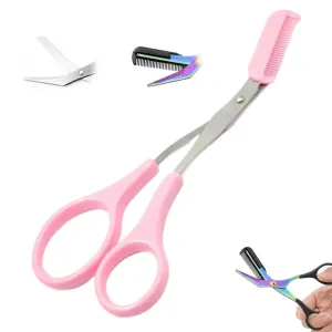 2025 New Non - Slip Eyebrow Scissors With Comb - Stainless Steel, For All (Black)​(Pale Pink)