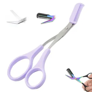 2025 New Non - Slip Eyebrow Scissors With Comb - Stainless Steel, For All (Black)​(Purple)