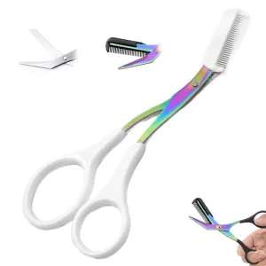 2025 New Non - Slip Eyebrow Scissors With Comb - Stainless Steel, For All (Black)​(W)
