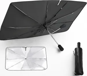 2025 Upgraded Waipfaru Windshield Sun Shade Umbrella [Ten Layers of nanoscale Insulation] Sun Shade for car Windshield UV Resistant,Car Window Shades with Airbag Assembly Protect Interior, Small
