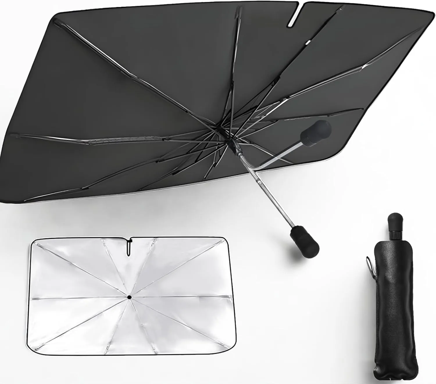2025 Upgraded Waipfaru Windshield Sun Shade Umbrella [Ten Layers of nanoscale Insulation] Sun Shade for car Windshield UV Resistant,Car Window Shades with Airbag Assembly Protect Interior, Small