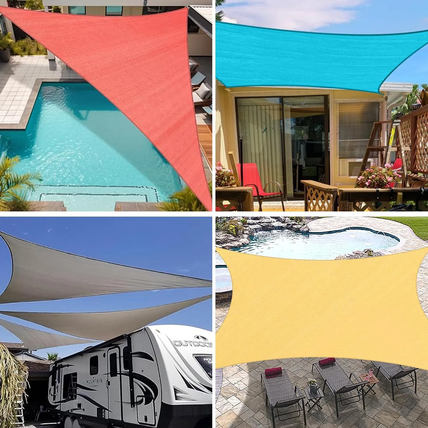 20'x20'x20' Sun Shade Sail Triangle Outdoor UV Block Canopy Sunshade Cover for Backyard Porch Pergola Deck Garden Patio, Turquoise