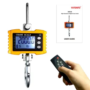 2200lb Digital Crane Scale High Precision Heavy Duty Industrial Hanging Scale with Remote Control Aluminum Case CE Certified Electronic Weighing Crane Scale, for Garage Farm Hunting Fishing