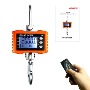 2200lb Digital Crane Scale High Precision Heavy Duty Industrial Hanging Scale with Remote Control Aluminum Case CE Certified Electronic Weighing Crane Scale, for Garage Farm Hunting (Orange)